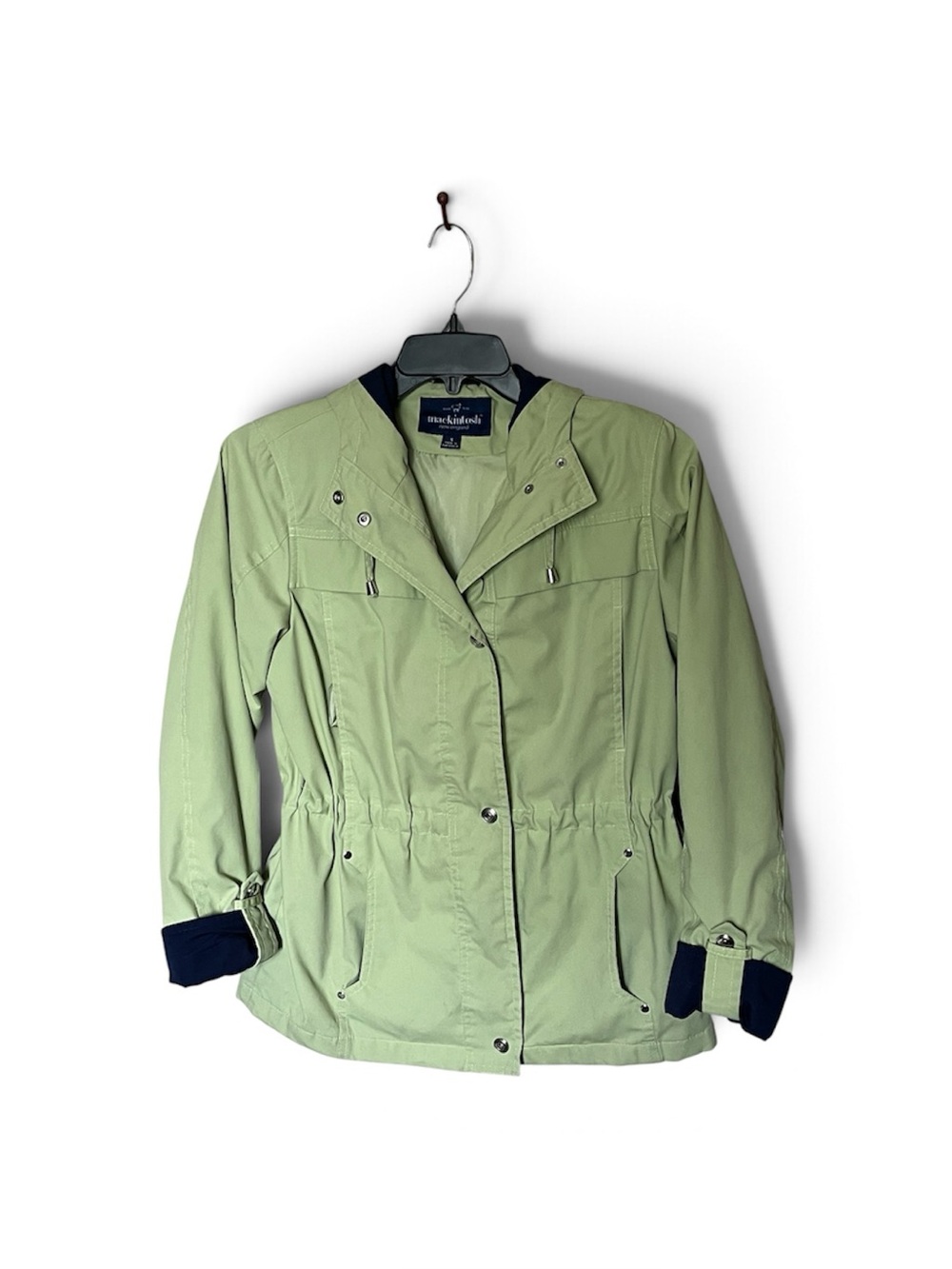 McIntosh New England Snap Front Hooded Jacket in New Green with Navy Size Small